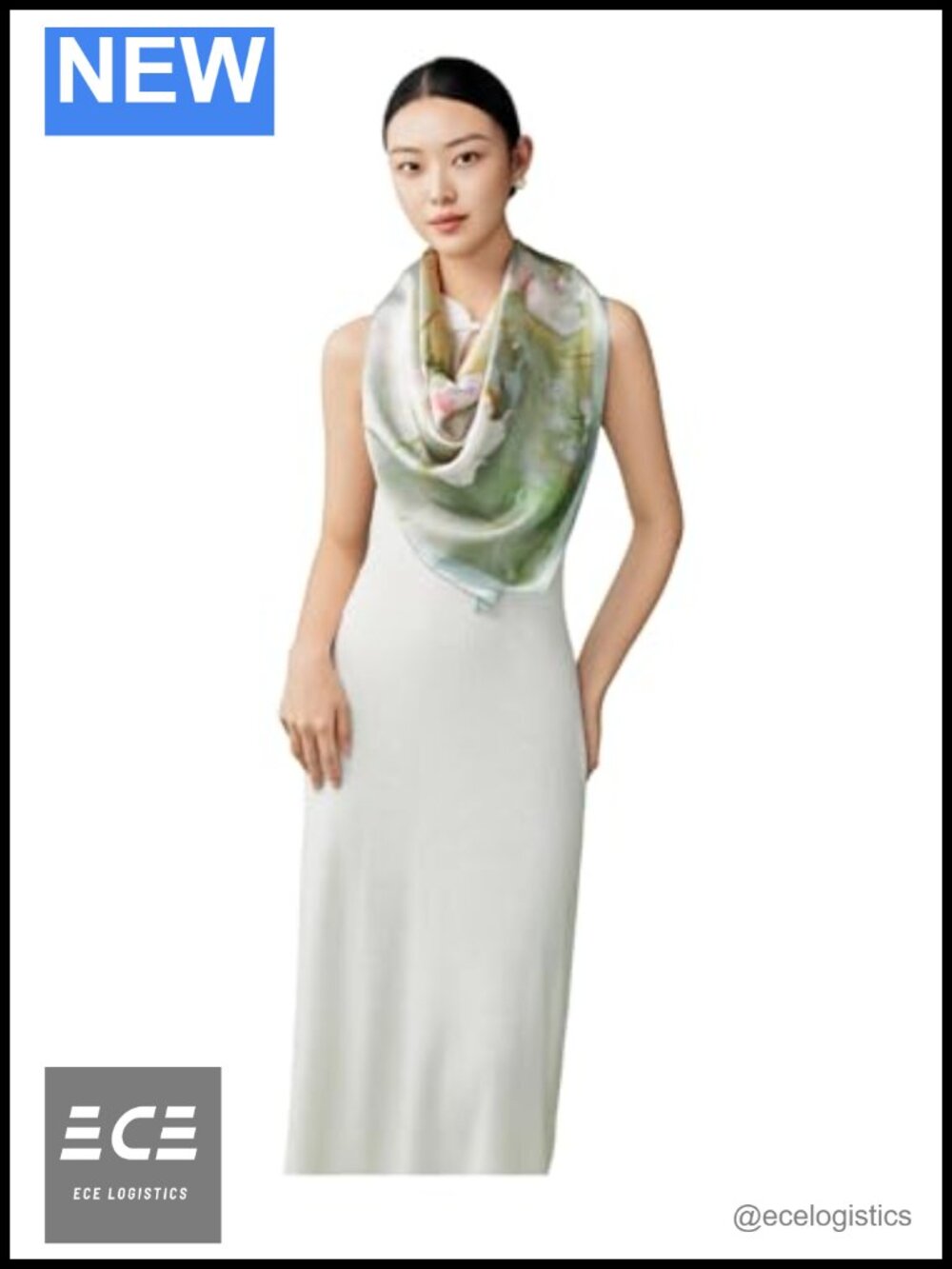 100% Mulberry Silk 16 Momme Large Square Scarf Shawl Wrap Watercolor Print
